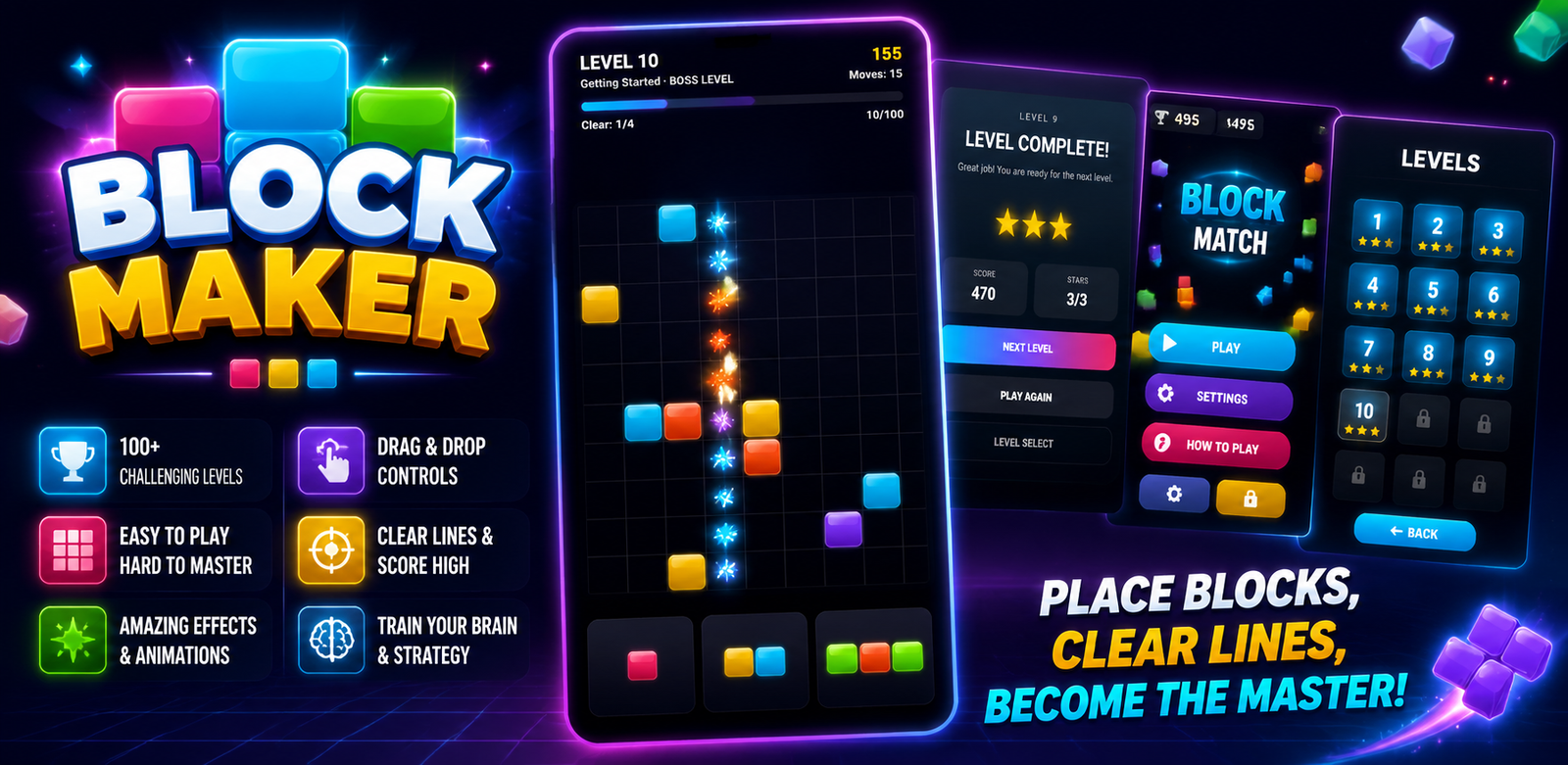 Block Maker oyun xüsusiyyətləri və ekran görüntüləri